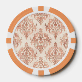 Warmer Pfirsich-Damaskus-Wasserfarben-Ornamentmust Pokerchips