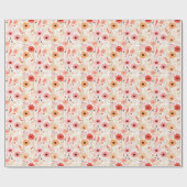 Warmer Pfirsich- und Korallen-Mohn-Blumenmuster Geschenkpapier (Flach)