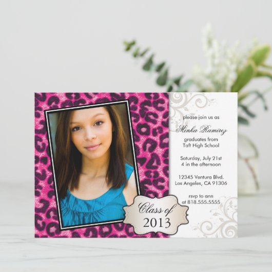 Warmer rosa Abschluss Einladung (Stehend Vorderseite)