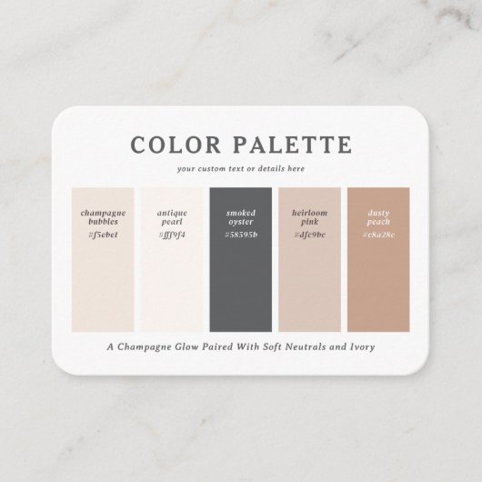 Warmer Rosa & Champagner Hochzeitsfarbpalette Kart Begleitkarte (Vorderseite)
