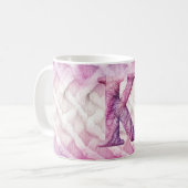 Warmer rosa Lila Buchstabe K Kaffeetasse (Vorderseite Links)