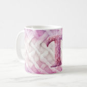 Warmer rosa Lila Buchstabe T Kaffeetasse (Vorderseite Links)