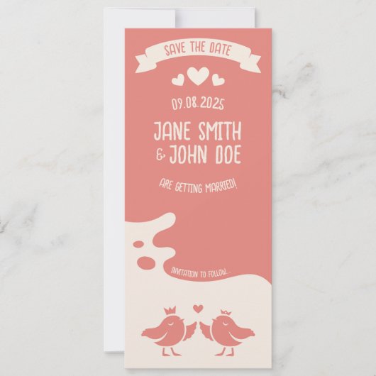 Warmer Rosa Vogelgesang Save The Date (Vorderseite)
