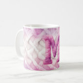 Warmer rosa Weißer Lila Buchstabe m Kaffeetasse (Vorderseite Links)