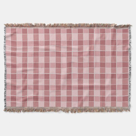 Warmer Rosé-Schachbrettmuster Soft Pink & Terrakot Decke (Vorderseite)