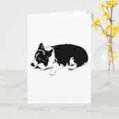 warmer Ruhewunsch, Corgi Karte (Gelbe Blume)
