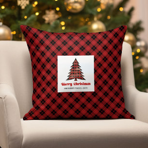 Warmer rustikaler Büffel-Karo-Familien-Weihnachtsk Kissen