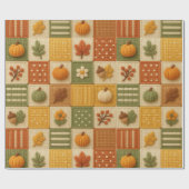 Warmer rustikaler Herbst-Patchwork-Kürbis-Orange Geschenkpapier (Flach)
