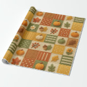 Warmer rustikaler Herbst-Patchwork-Kürbis-Orange Geschenkpapier (Ungerollt)