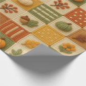 Warmer rustikaler Herbst-Patchwork-Kürbis-Orange Geschenkpapier (Ecke)