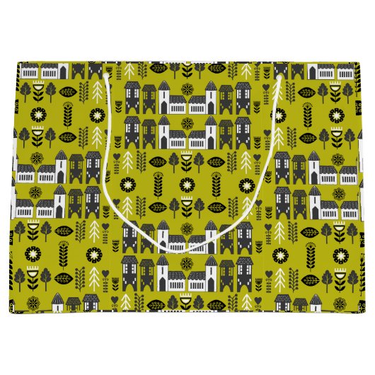 Warmer Senf Skandi-Hausdeko Große Geschenktüte (Vorderseite)
