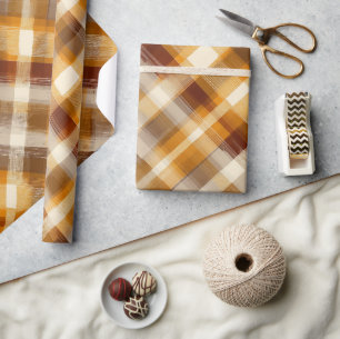 Warmer Senfbrauner Herbst-Tartan-Karomuster Geschenkpapier