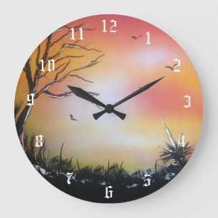 Warmer Sonnenuntergang Große Wanduhr