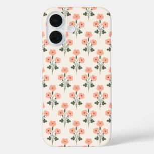 Warmer Sonnenuntergang Vintage Botanische Blumen iPhone 16 Hülle