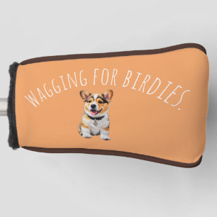 Warmer sonniger Farbton Corgi 'wedelt nach Vögelch Golf Headcover