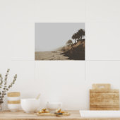 Warmer Strand mit gepflegtem Foggy mit Palmen Poster (Küche)