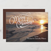 Warmer Strand mit Sonnenuntergang Weihnachtskarte Feiertagskarte (Vorne/Hinten)