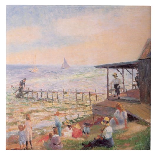 Warmer Tag am Strand Fliese (Vorderseite)