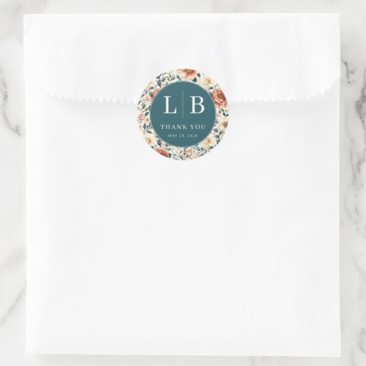 Warmer Teal-Blüten-Dankbarkeit Runder Aufkleber (Tasche)