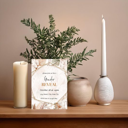 Warmer Ton Pampas Boho Gender Offenlegung Einladun Einladung