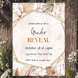 Warmer Ton Pampas Boho Gender Offenlegung Einladun Einladung