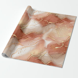 Warmer Ton und Taupe-Marmor - Metallische Linien Geschenkpapier
