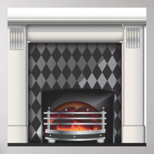 Warmer und gemütlicher Kamin Poster