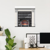Warmer und gemütlicher Kamin Poster (Heimbüro)