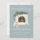 Warmer und gemütlicher Kamin Urlaub auf Zuhause Co Einladung (Vorderseite)