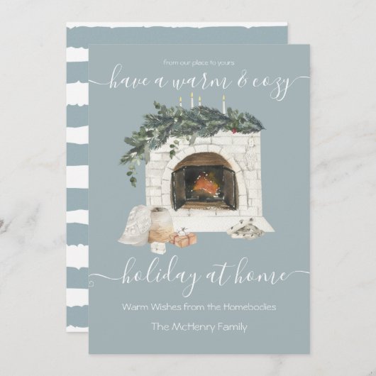 Warmer und gemütlicher Kamin Urlaub auf Zuhause Co Einladung (Vorne/Hinten)