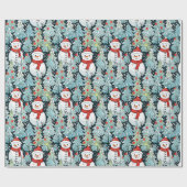 Warmer und gemütlicher Schneemann an einem Winterw Geschenkpapier (Flach)