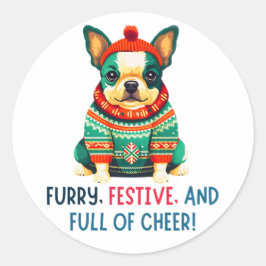 Warmer und schwammiger Weihnachtshund Runder Aufkleber