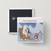 Warmer Urlaub wünscht Polar Bären Pinguine Strick Button (Vorne & Hinten)