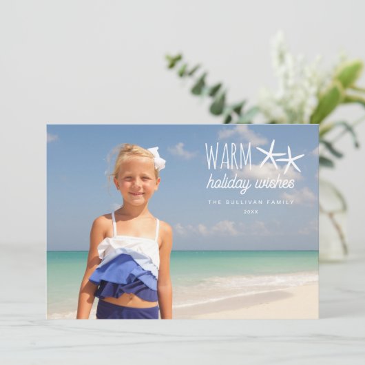 Warmer Urlaub wünscht Weihnachten Foto Gruß (Stehend Vorderseite)