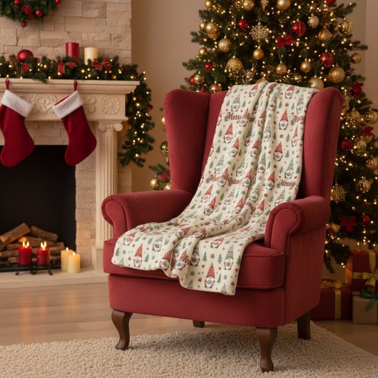 Warmer Weihnachts-Gnom-Muster-Fleece-Decke Fleecedecke