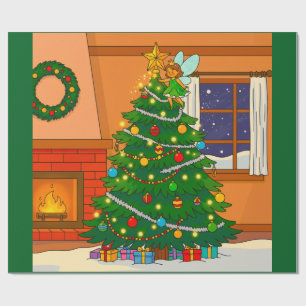 WARMER WEIHNACHTSBAUM BAUM DESIGN GESCHENKPAPIER