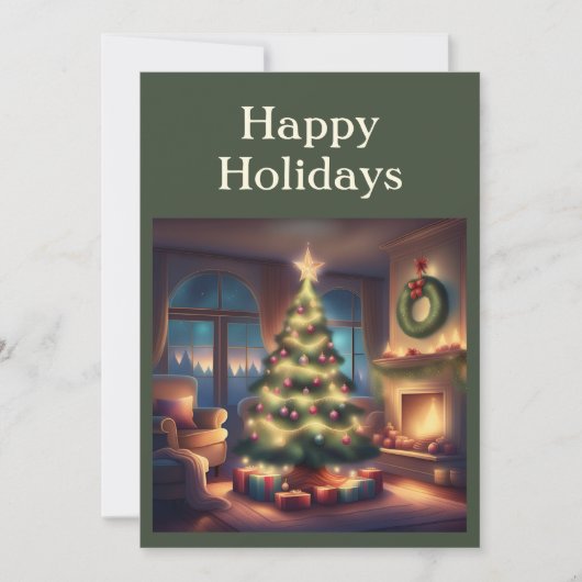Warmer Weihnachtsbaum Feiertagskarte (Vorderseite)