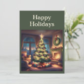 Warmer Weihnachtsbaum Feiertagskarte (Stehend Vorderseite)