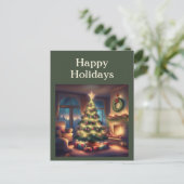 Warmer Weihnachtsbaum Feiertagspostkarte (Stehend Vorderseite)
