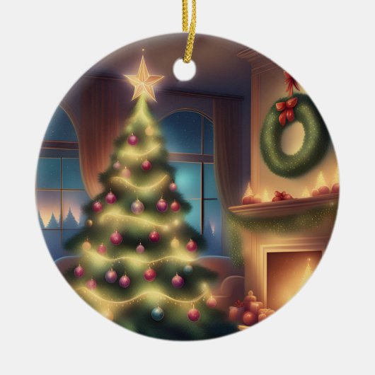 Warmer Weihnachtsbaum Keramik Ornament (Vorne)