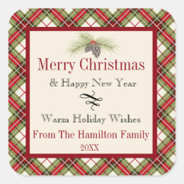 Warmer Winter Karierter Personalisierter Urlaub Quadratischer Aufkleber