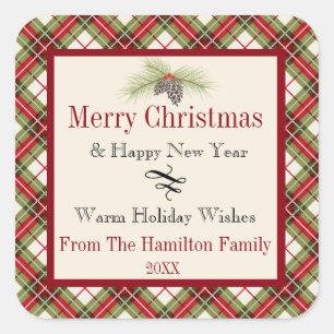 Warmer Winter Karierter Personalisierter Urlaub Quadratischer Aufkleber