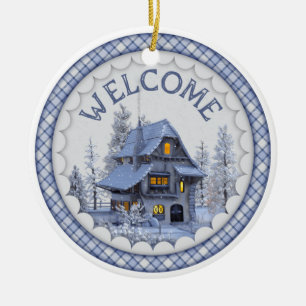 Warmer Winter Willkommen Keramik Ornament