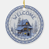 Warmer Winter Willkommen Keramik Ornament (Hinten)