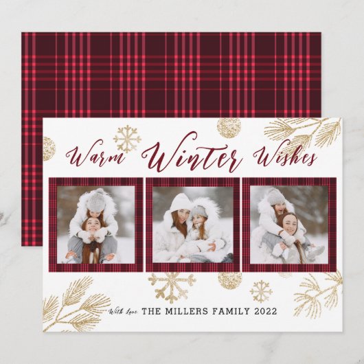 Warmer Winter wünscht 3 Fotomaterial Feiertagskarte (Vorne/Hinten)
