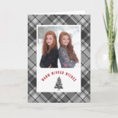 Warmer Winter wünscht kariertes geziertes Feiertagskarte (Vorderseite)