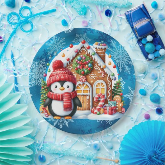 Warmer Winter wünscht Pinguin Pappteller (Party)