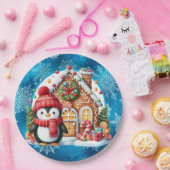 Warmer Winter wünscht Pinguin Pappteller (Party)