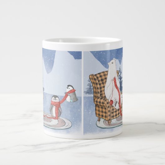 Warmer Winter wünscht Polar Bären Knitter Scarf Jumbo-Tasse (Vorderseite)