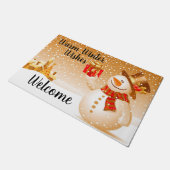 Warmer Winter wünscht Snowman Fußmatte (Schrägansicht)